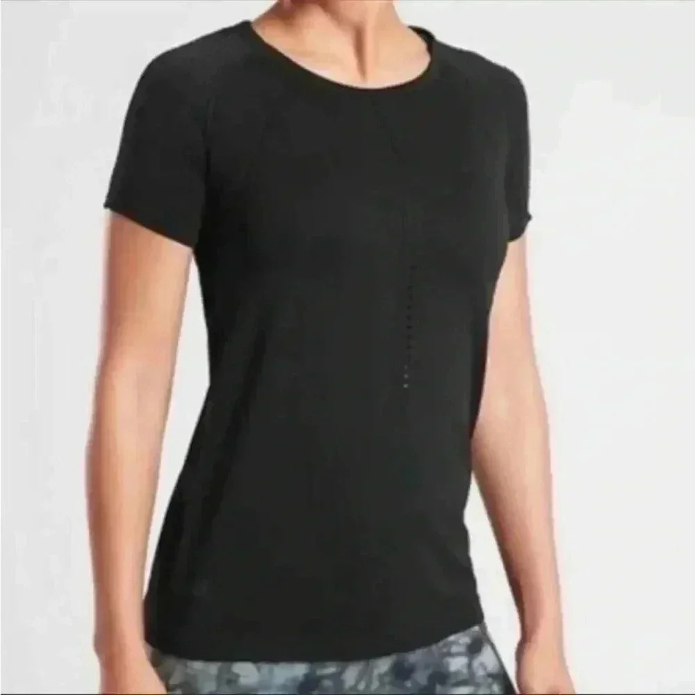 Athleta Women’s Black Foothill Ventilated Seamless Short Sleeve‎ Tee Shirt XS